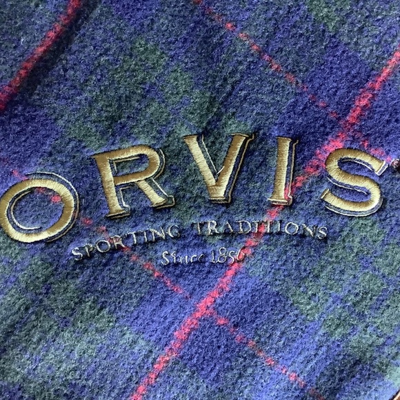 ORVIS double layer tartan plaid fleece throw blanket - Picture 2 of 10